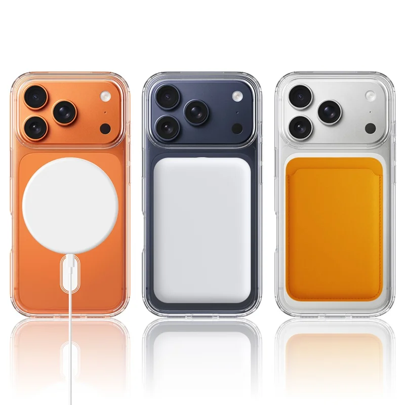 For iPhone 18 Pro C-shaped Magnetic Case TPU + Acrylic Clear Phone Back Cover - Transparent - 5