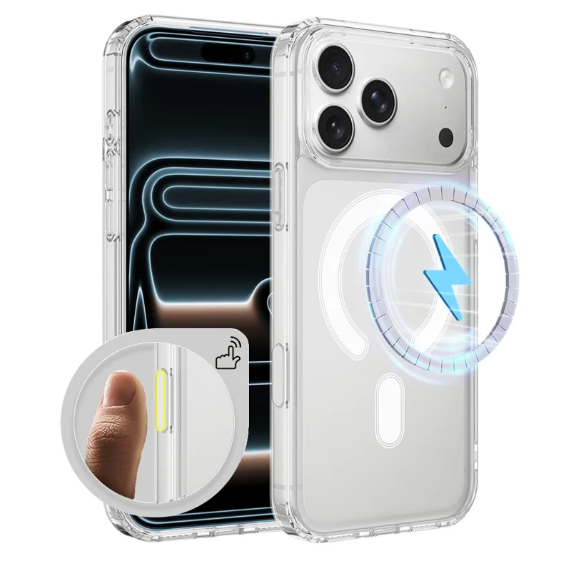 For iPhone 18 Pro Magnetic Case TPU + Acrylic Phone Cover with Camera Control Button - Transparent - 1