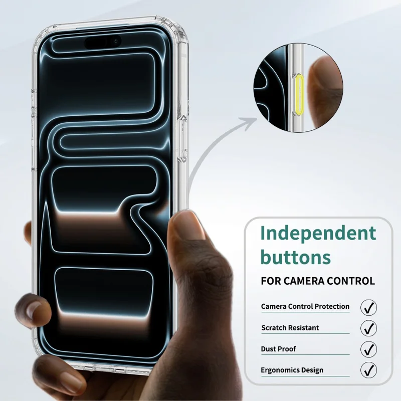 For iPhone 18 Pro Magnetic Case TPU + Acrylic Phone Cover with Camera Control Button - Transparent - 2