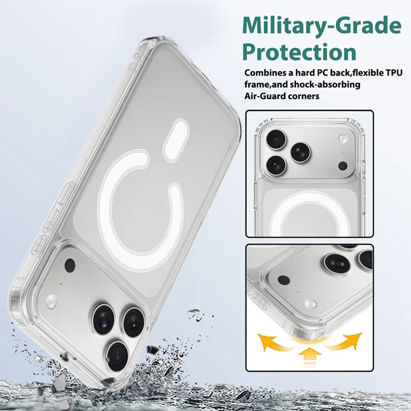 For iPhone 18 Pro Magnetic Case TPU + Acrylic Phone Cover with Camera Control Button - Transparent - 3