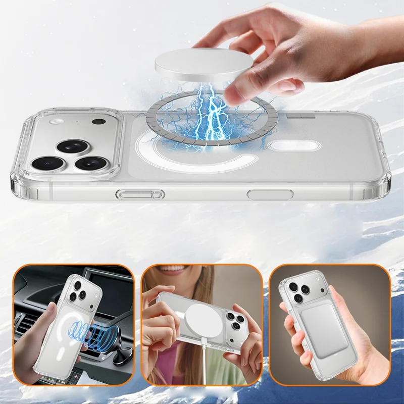 For iPhone 18 Pro Magnetic Case TPU + Acrylic Phone Cover with Camera Control Button - Transparent - 5