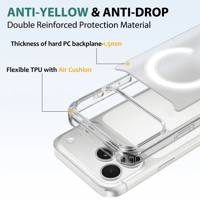 For iPhone 18 Pro Magnetic Case TPU + Acrylic Phone Cover with Camera Control Button - Transparent - 6