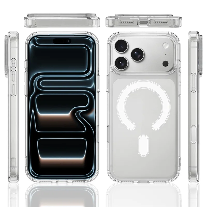 For iPhone 18 Pro Max Magnetic Case TPU + Acrylic Phone Cover with Camera Control Button - Transparent - 8