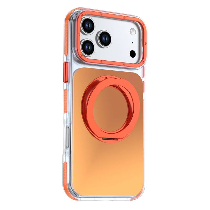 For iPhone 18 Pro Max Magnetic Case Chameleon Gradient TPU + Acrylic Phone Cover with 360 Degree Rotating Kickstand - Orange - 2