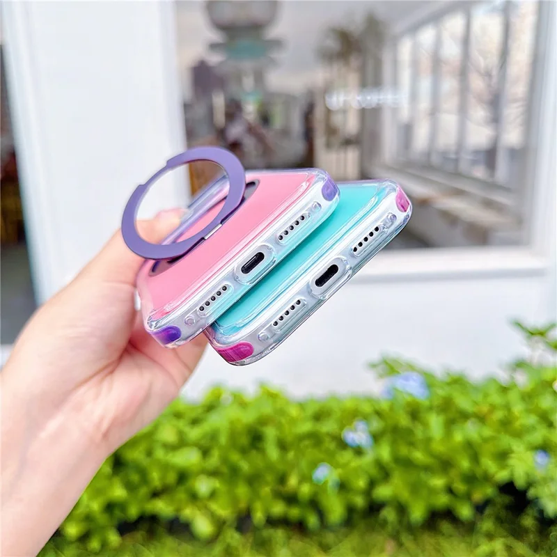 For iPhone 18 Pro / 17 Pro Case Rotating Kickstand TPU + Acrylic Color Contrast Design Phone Cover - Green - 4