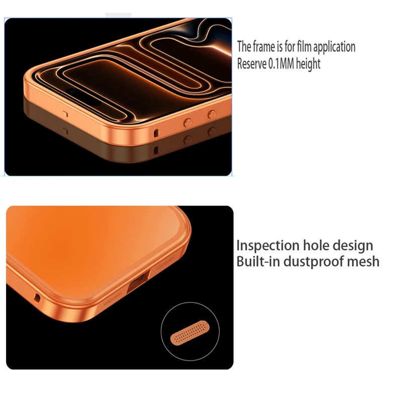 For iPhone 18 Pro Magnetic Case Metal Frame PC Back Phone Cover with Pop-Up Buckle - Orange - 9