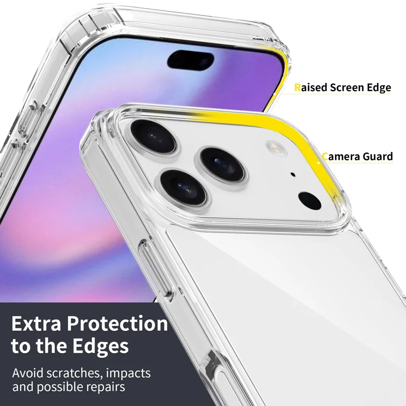 For iPhone 18 Pro Clear Phone Case TPU+Acrylic Shockproof Phone Back Cover - Clear - 5