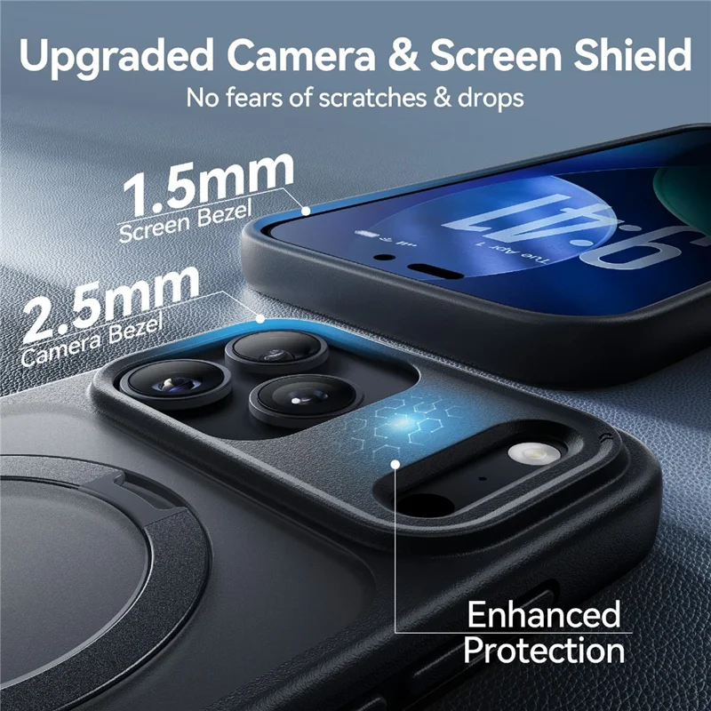 CASEKOO for iPhone 18 Pro Max / 17 Pro Max Case Magnetic Kickstand Translucent Matte PC + TPU Phone Cover Compatible with MagSafe - Black - 7