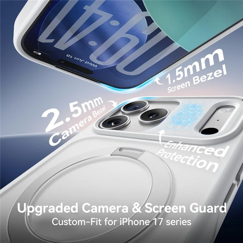 CASEKOO for iPhone 18 Pro / 17 Pro Case Magnetic Rotating Kickstand PC + TPU Matte Phone Cover - White - 11