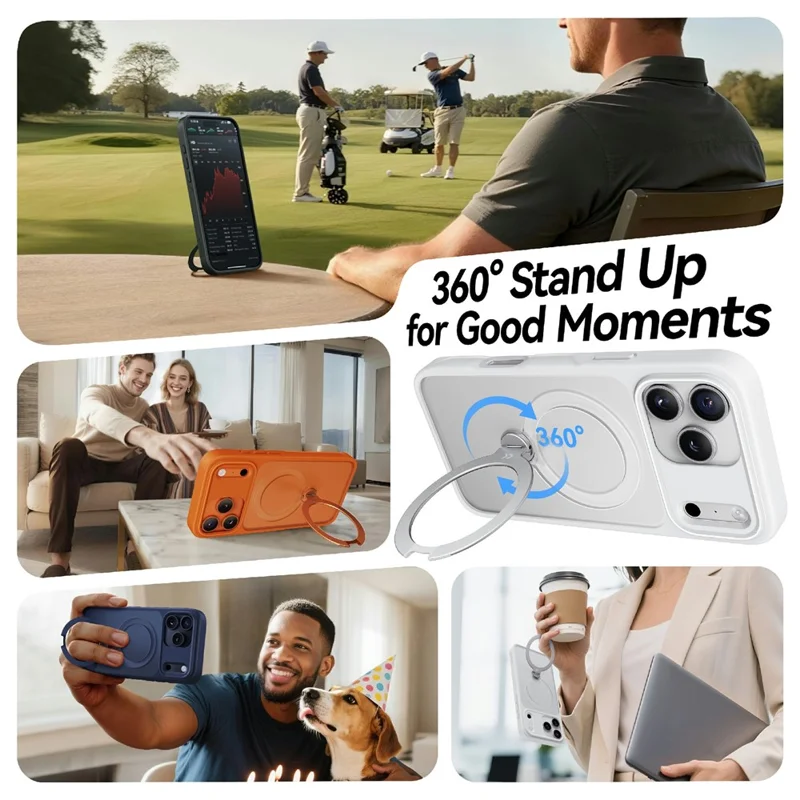 CASEKOO for iPhone 18 Pro / 17 Pro Case Magnetic Rotating Kickstand PC + TPU Matte Phone Cover - White - 3