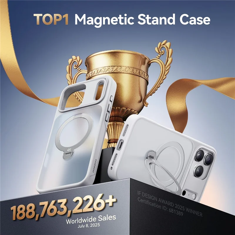 CASEKOO for iPhone 18 Pro / 17 Pro Case Magnetic Rotating Kickstand PC + TPU Matte Phone Cover - White - 8