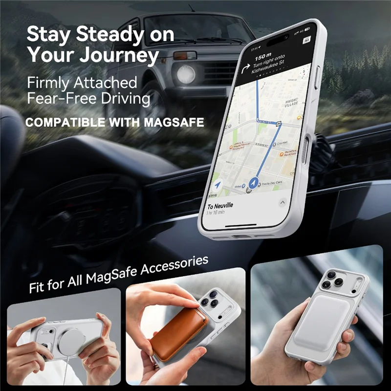 CASEKOO for iPhone 18 Pro / 17 Pro Case Magnetic Rotating Kickstand PC + TPU Matte Phone Cover - White - 9