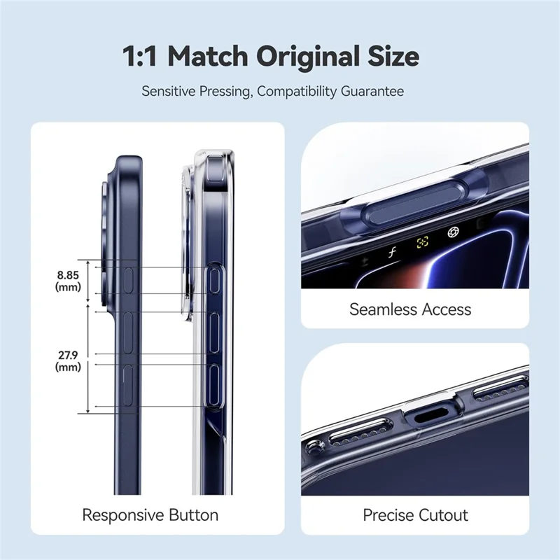CASEKOO for iPhone 18 Pro / 17 Pro Case PC + TPU Clear Anti-Yellowing Phone Cover - Transparent - 6