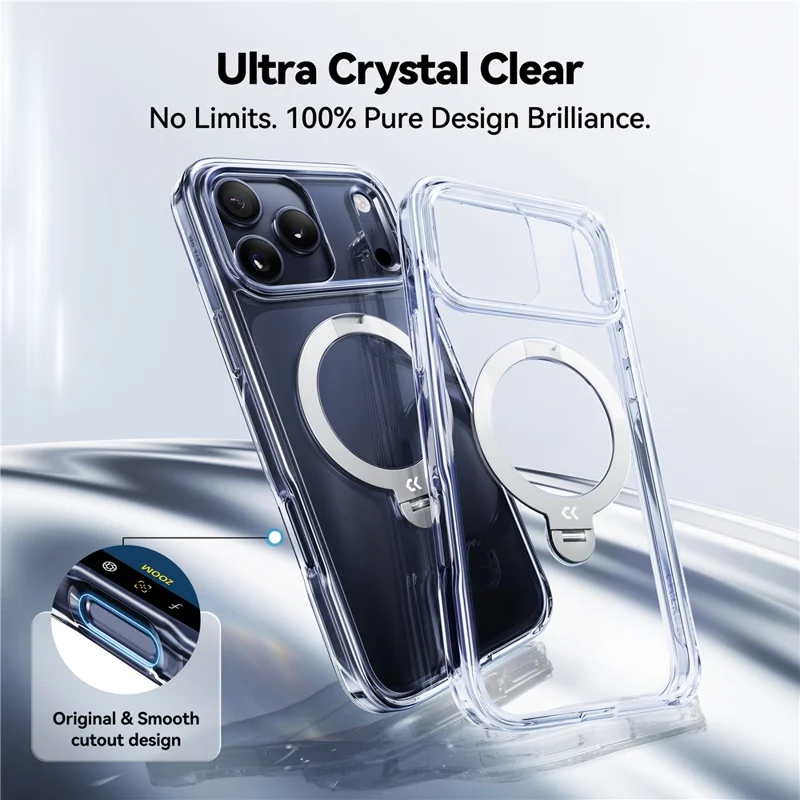 CASEKOO for iPhone 18 Pro Max / 17 Pro Max Magnetic Case Rotating Kickstand Clear PC + TPU Shockproof Back Cover - Transparent - 2