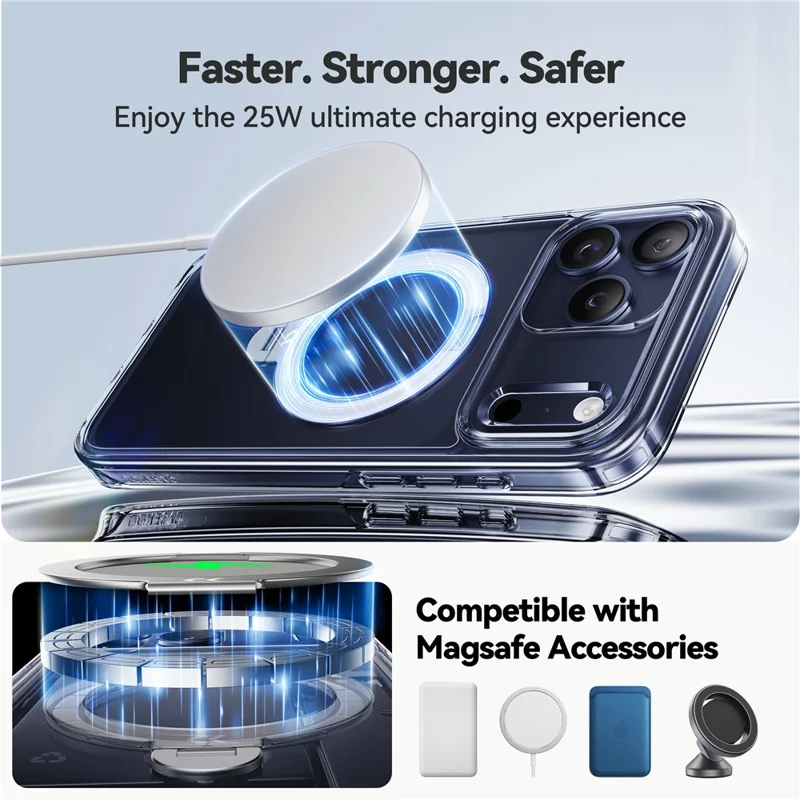 CASEKOO for iPhone 18 Pro Max / 17 Pro Max Magnetic Case Rotating Kickstand Clear PC + TPU Shockproof Back Cover - Transparent - 6
