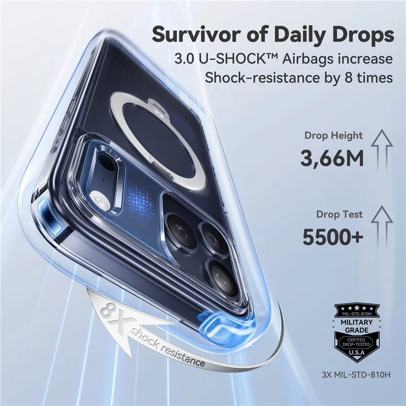 CASEKOO for iPhone 18 Pro Max / 17 Pro Max Magnetic Case Rotating Kickstand Clear PC + TPU Shockproof Back Cover - Transparent - 7