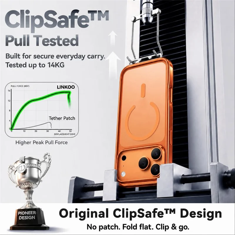 CASEKOO for iPhone 18 Pro Max / 17 Pro Max Magnetic Case Hidden Buckle PC + TPU Shockproof Protective Cover with Strap - Orange - 2