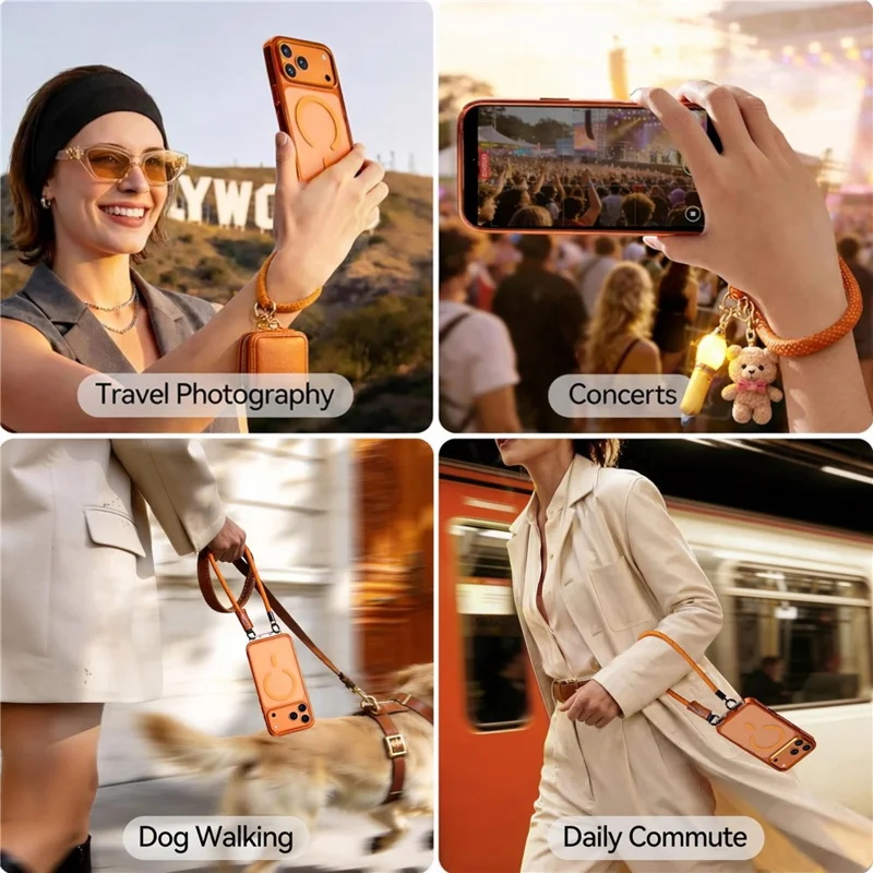 CASEKOO for iPhone 18 Pro Max / 17 Pro Max Magnetic Case Hidden Buckle PC + TPU Shockproof Protective Cover with Strap - Orange - 8
