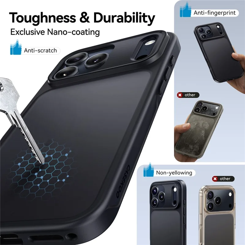 CASEKOO for iPhone 18 Pro Max / 17 Pro Max Case PC + TPU Matte Finish Anti-Fingerprint Phone Cover - Black - 4