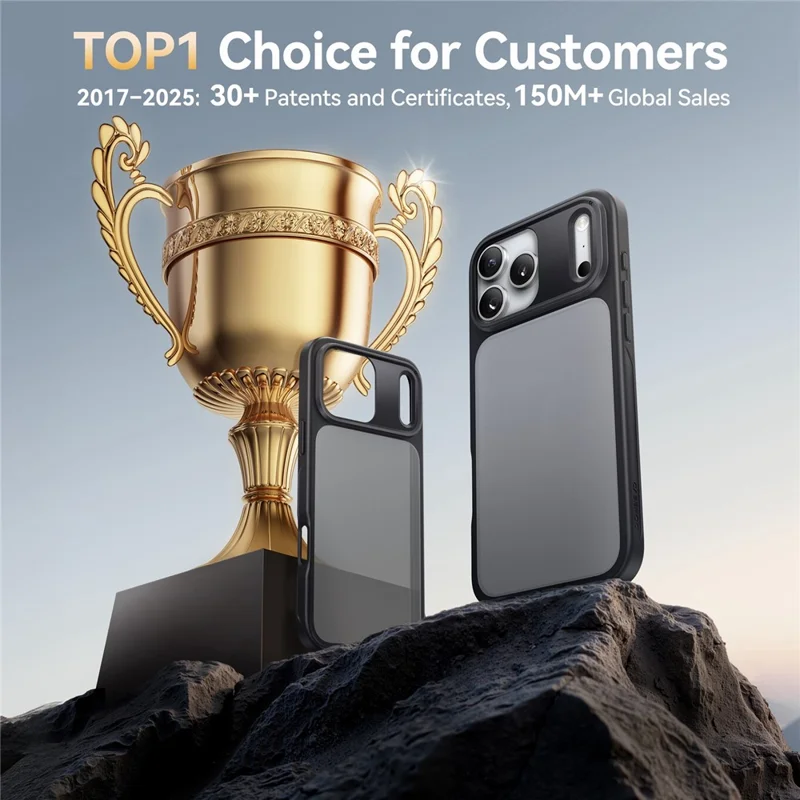 CASEKOO for iPhone 18 Pro Max / 17 Pro Max Case PC + TPU Matte Finish Anti-Fingerprint Phone Cover - Black - 7