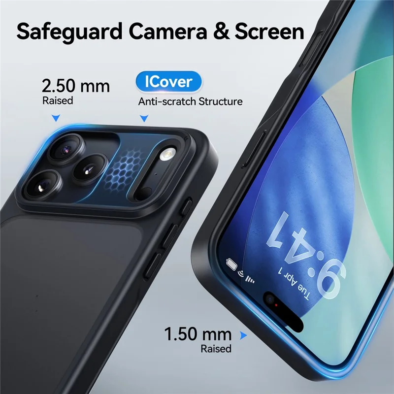 CASEKOO for iPhone 18 Pro / 17 Pro Case PC + TPU Matte Finish Anti-Fingerprint Phone Cover - Black - 2