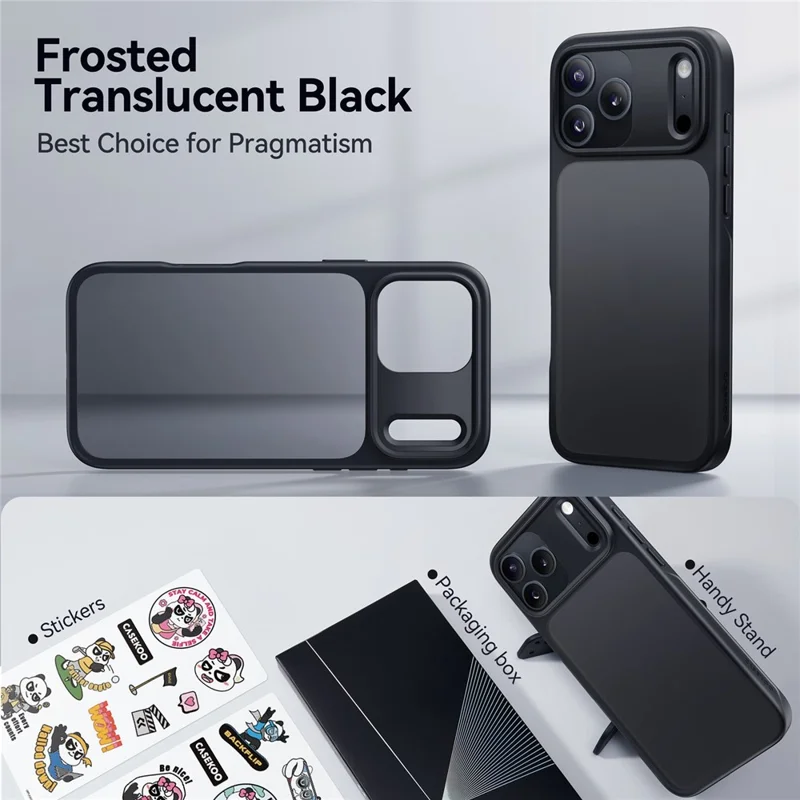 CASEKOO for iPhone 18 Pro / 17 Pro Case PC + TPU Matte Finish Anti-Fingerprint Phone Cover - Black - 6