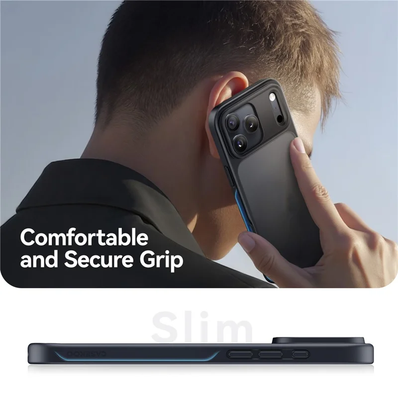 CASEKOO for iPhone 18 Pro / 17 Pro Case PC + TPU Matte Finish Anti-Fingerprint Phone Cover - Black - 8