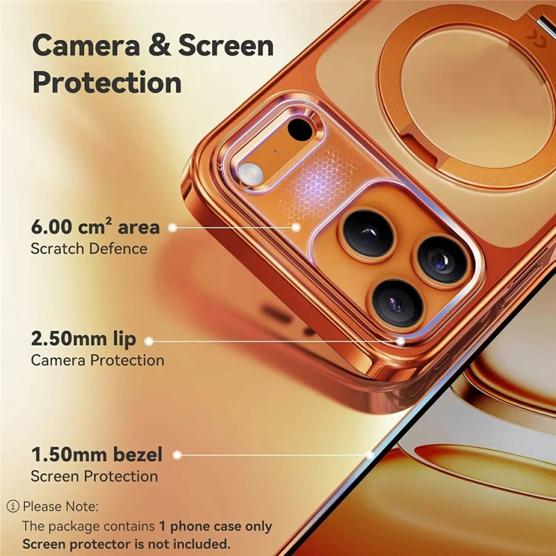 CASEKOO for iPhone 18 Pro Max / 17 Pro Max Case Rotating Magnetic Kickstand TPE + TPU Shockproof Phone Cover - Orange - 3