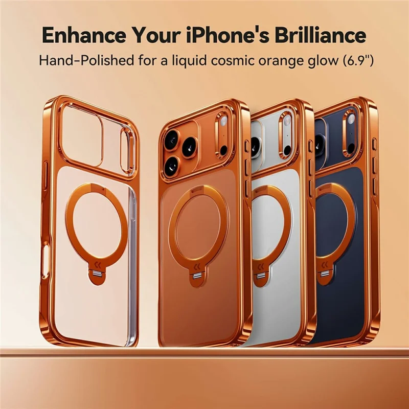 CASEKOO for iPhone 18 Pro Max / 17 Pro Max Case Rotating Magnetic Kickstand TPE + TPU Shockproof Phone Cover - Orange - 5