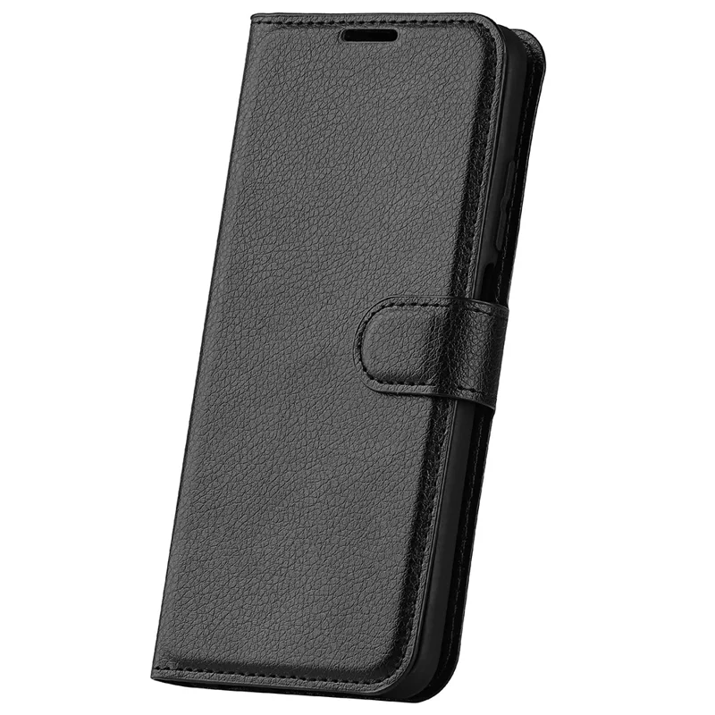 For iPhone 15 PU Leather Litchi Texture Stand Phone Case Wallet Flip Phone Cover - Black - 10