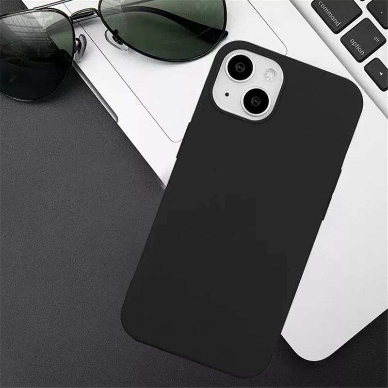 For iPhone 15 Matte Slim-Fit Phone Shell TPU Phone Case Soft Smartphone Back Cover - Black - 5