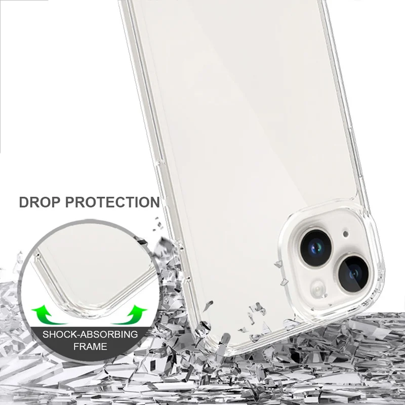 For iPhone 15 HD Clear Design Acrylic+TPU Hybrid Phone Case Cover Anti-Scratch Smartphone Shell - 2