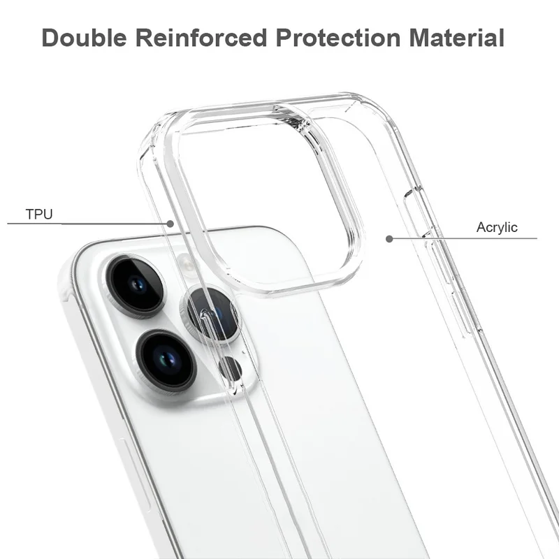 For iPhone 15 Pro Slim-Fit Hybrid Phone Cover Shell Anti-Scratch Clear Acrylic+TPU Mobile Phone Case - 4