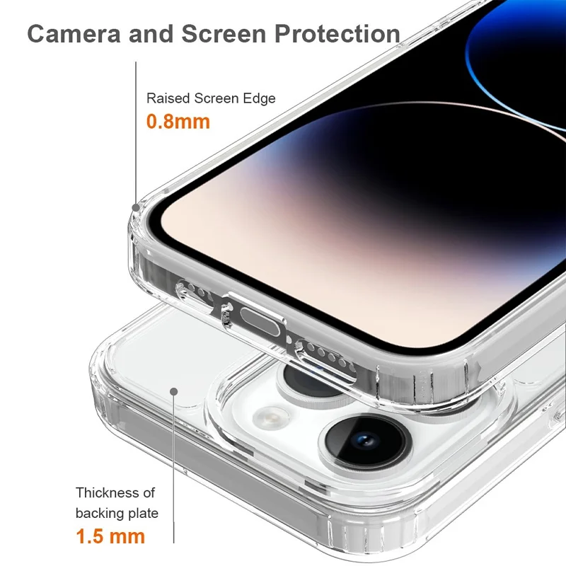 For iPhone 15 Pro Slim-Fit Hybrid Phone Cover Shell Anti-Scratch Clear Acrylic+TPU Mobile Phone Case - 5