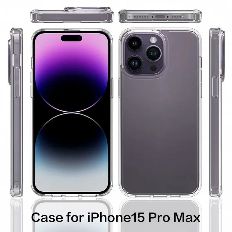 For iPhone 15 Pro Max Shockproof Acrylic+TPU Hybrid Mobile Phone Cover Clear Anti-Scratch Phone Case Shell - 6