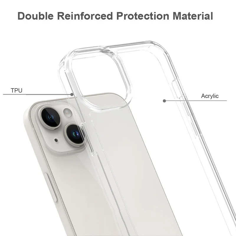For iPhone 15 Plus Clear Acrylic+TPU Hybrid Phone Cover Anti-Scratch Mobile Phone Case Shell - 4