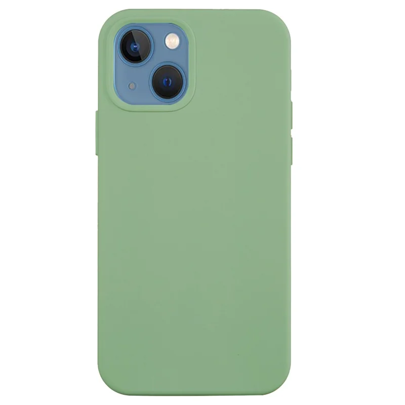 For iPhone 15 Plus Liquid Silicone Anti-drop Phone Case Soft Lining Back Cover - Mint Green - 1