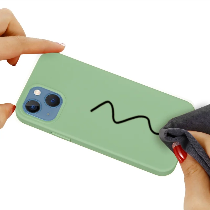 For iPhone 15 Plus Liquid Silicone Anti-drop Phone Case Soft Lining Back Cover - Mint Green - 5