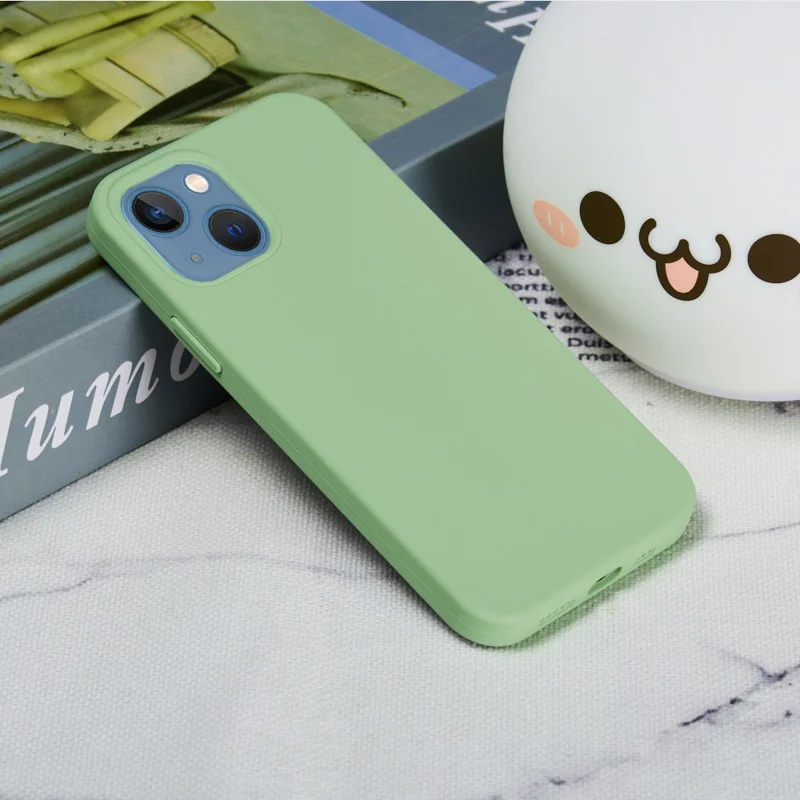 For iPhone 15 Plus Liquid Silicone Anti-drop Phone Case Soft Lining Back Cover - Mint Green - 6