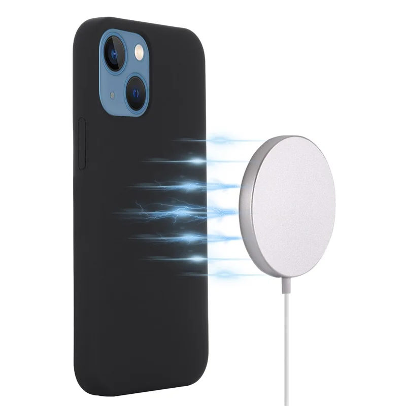 For iPhone 15 Soft Silicone Phone Case Slim Phone Cover Compatible with MagSafe Wireless Charging - Black - 2