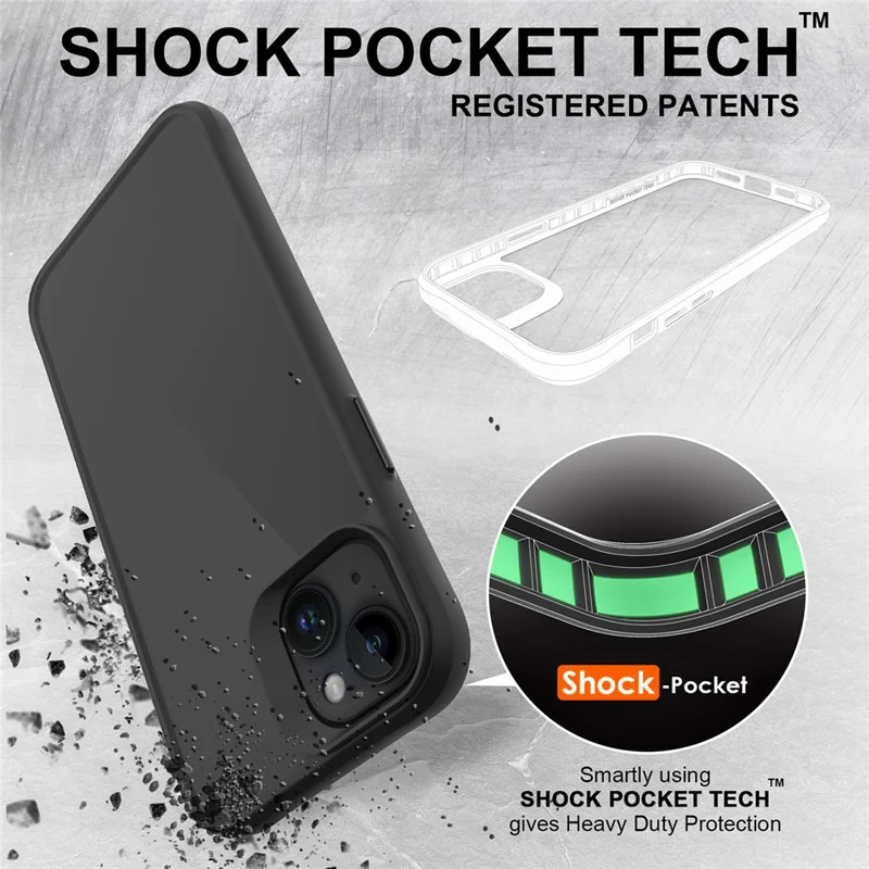 Combat X Mode Series for iPhone 15 Four Corner Shockproof Phone Case TPU + PC Back Cover - Black - 3
