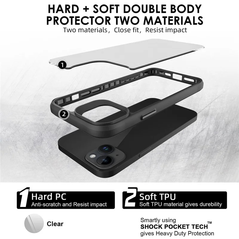 Combat X Mode Series for iPhone 15 Four Corner Shockproof Phone Case TPU + PC Back Cover - Black - 5