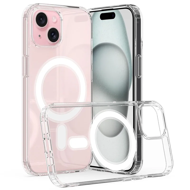 Clear Phone Case for iPhone 15 , Magnetic Ring Acrylic+TPU Phone Shell Cover Compatible with MagSafe - 1