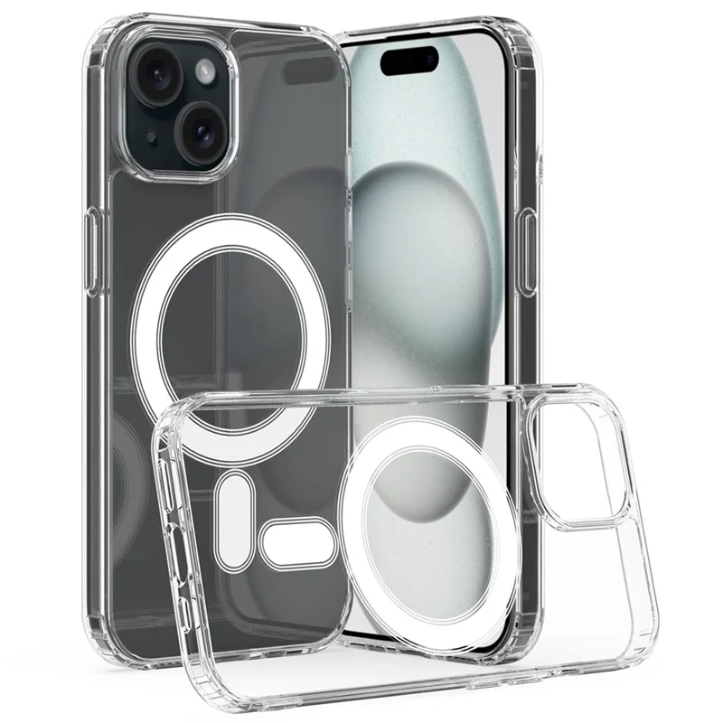 Clear Phone Case for iPhone 15 , Magnetic Ring Acrylic+TPU Phone Shell Cover Compatible with MagSafe - 2