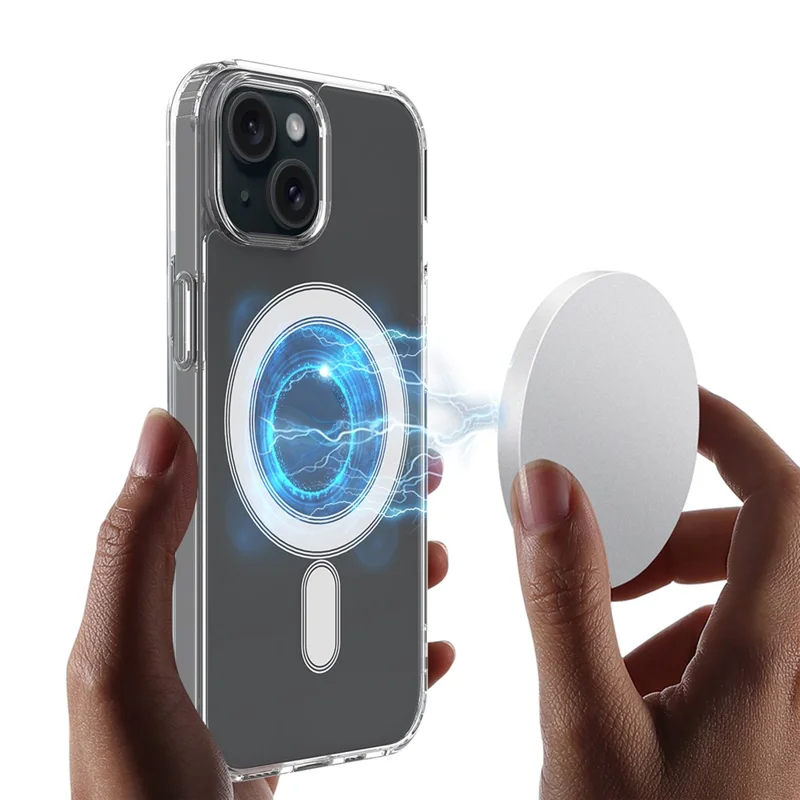 Clear Phone Case for iPhone 15 , Magnetic Ring Acrylic+TPU Phone Shell Cover Compatible with MagSafe - 5