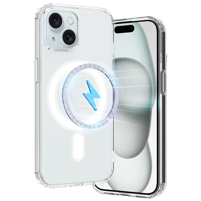Clear Phone Case for iPhone 15 , Magnetic Ring Acrylic+TPU Phone Shell Cover Compatible with MagSafe - 7