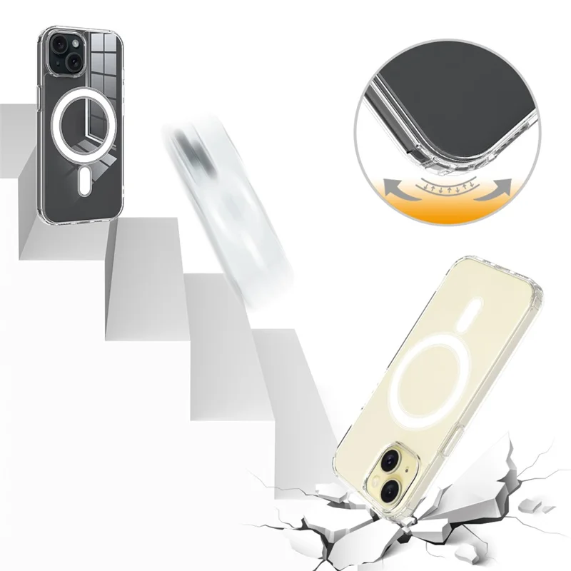 Clear Phone Case for iPhone 15 , Magnetic Ring Acrylic+TPU Phone Shell Cover Compatible with MagSafe - 8