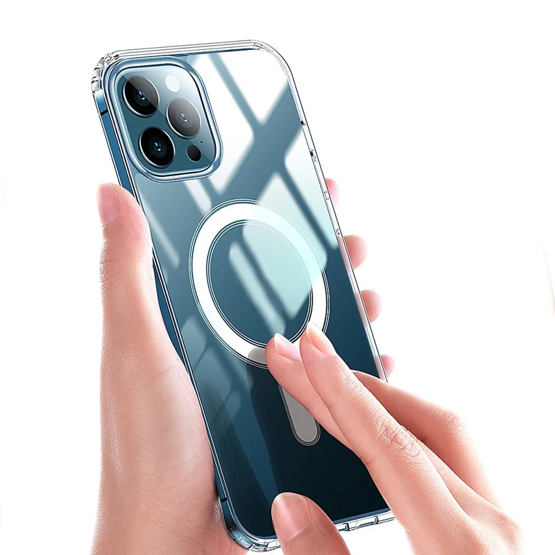 For iPhone 15 Pro Max Mobile Phone Case Clear Design Magnetic Ring Acrylic+TPU Phone Shell Cover Compatible with MagSafe - 5