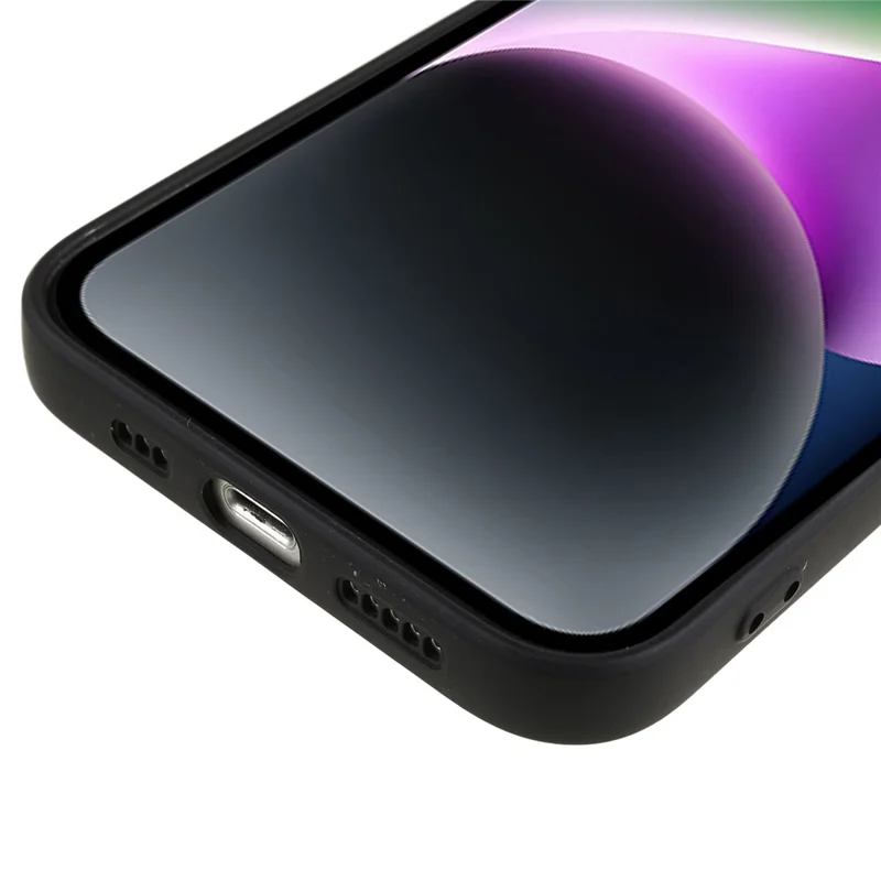 Fiber Lining Shell for iPhone 15 Plus Candy Color TPU Phone Case Rubberized Phone Cover - Black - 6