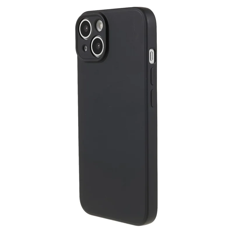 Fiber Lining Shell for iPhone 15 Candy Color Anti-Drop TPU Phone Case Rubberized Phone Cover - Black - 1